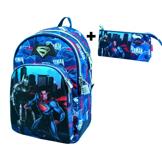 Mochila Batman Superman + Estuche