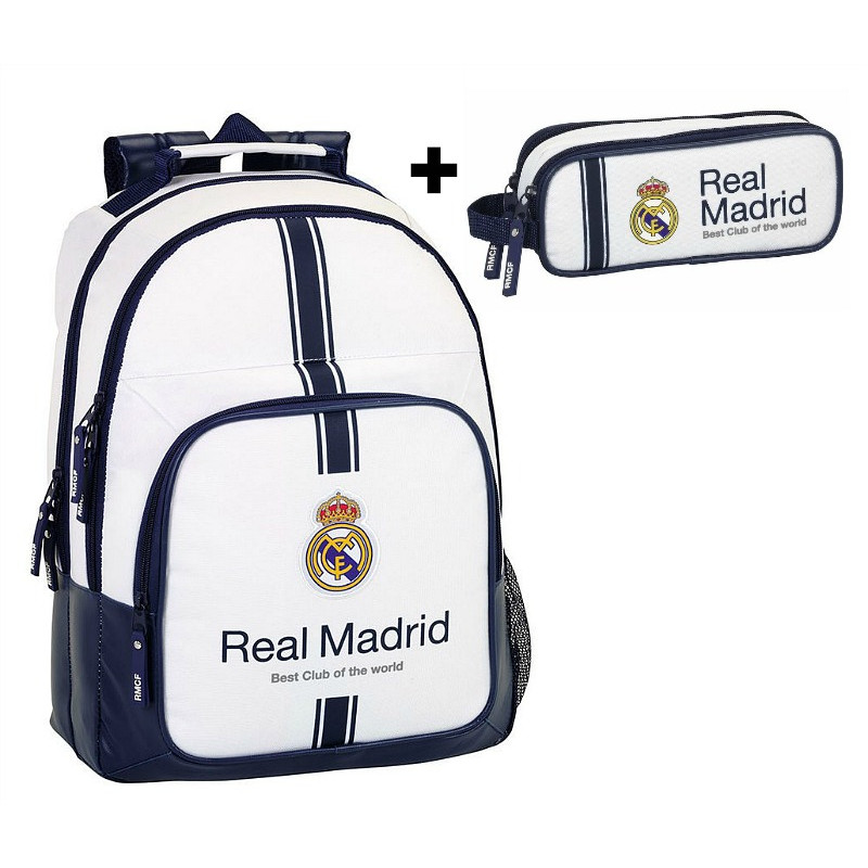 Real Madrid 611854818 2018 Mochila Escolar 45 cm, Blanco: .es:  Equipaje